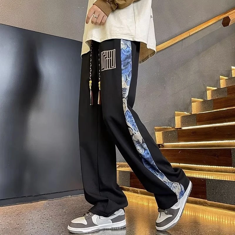 Мужские полосатые брюки FGKKS повседневные облегающие с широкими штанинами для