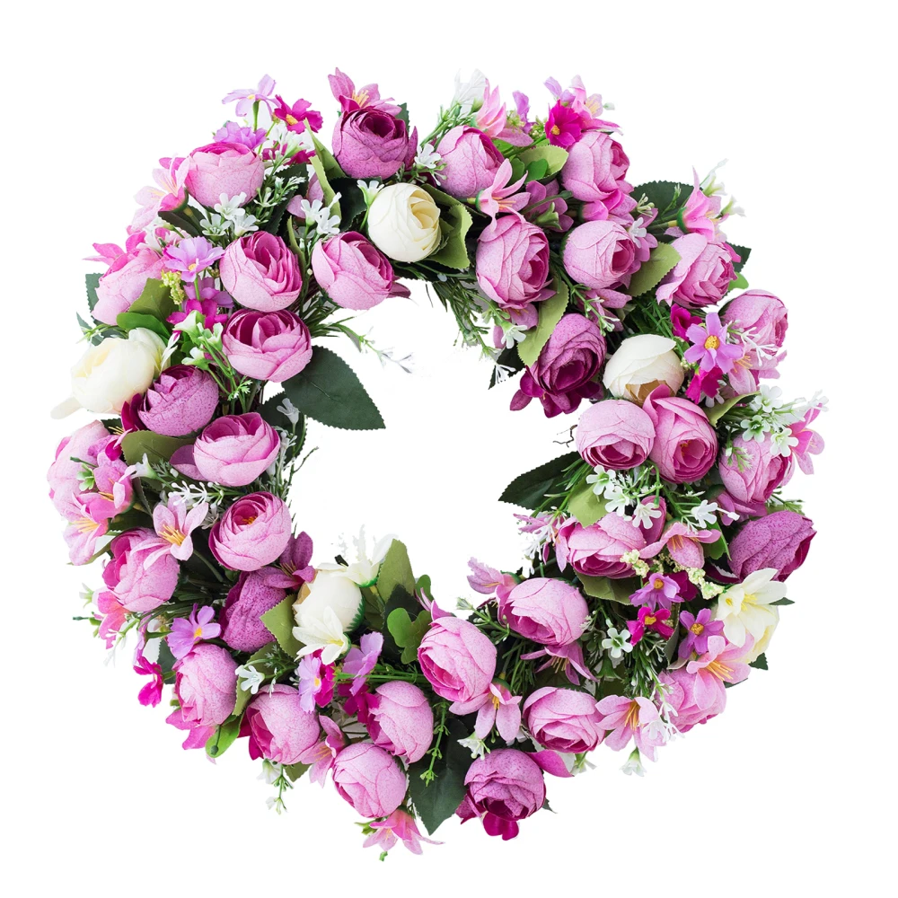 

Rattan Circle Simulation Rose Ring Door Hanging Decor Dried Flowers Unique Christmas Wreaths Home Decoration Artificial Wreath