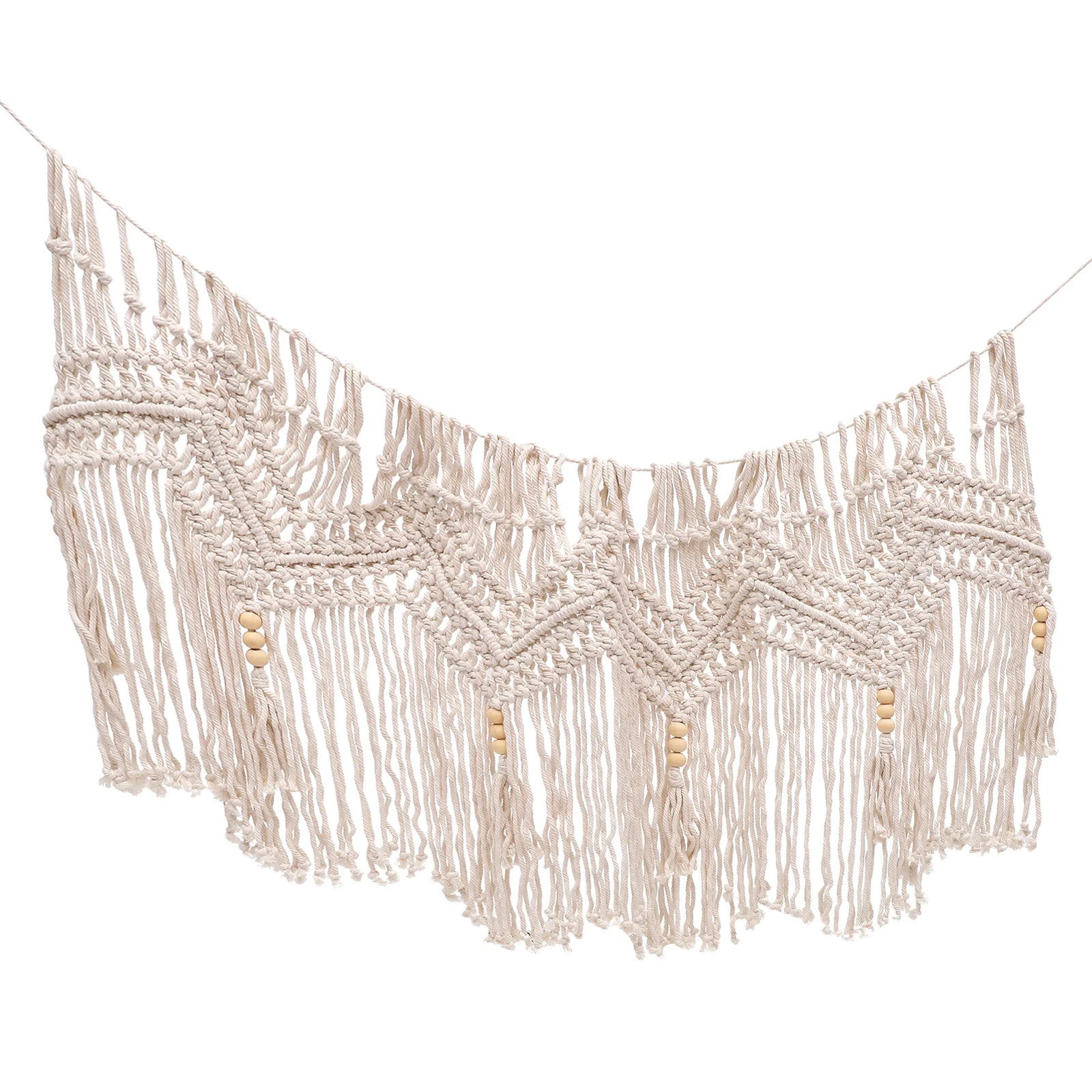

Boho Curtain Hanging Valance Macrame Wall Tapestry Decorate Window Tassel Cotton Woven