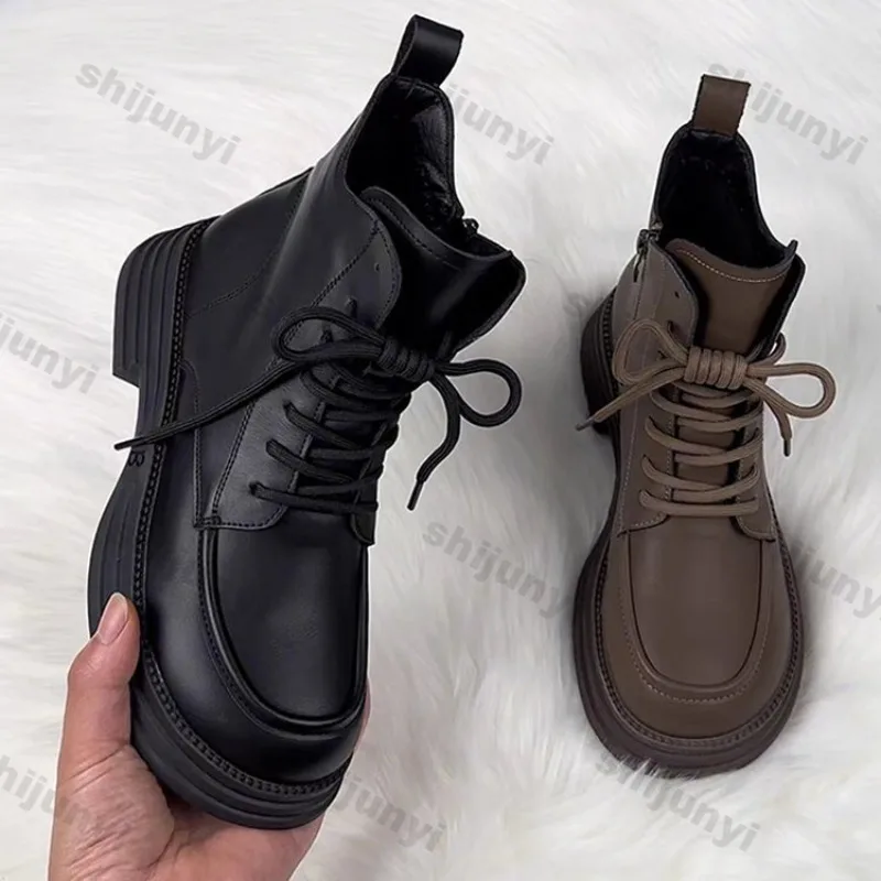 Зимние женские ботинки 2024 новые плюшевые теплые короткие на платформе удобные