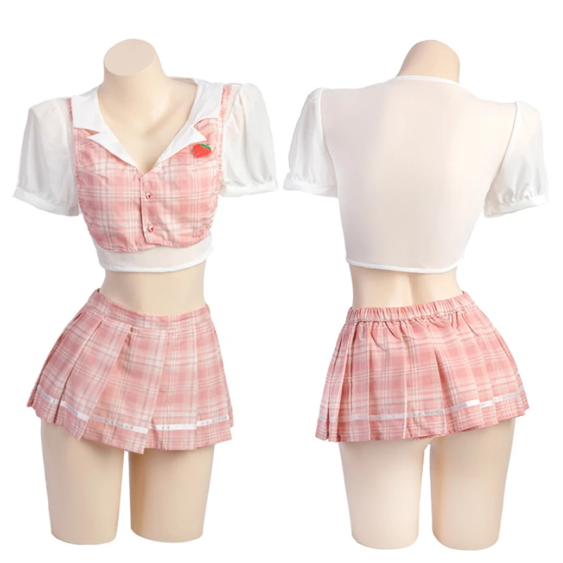 Аниме сетчатая клубника в клетку для студентов искусственный Японский Школьный