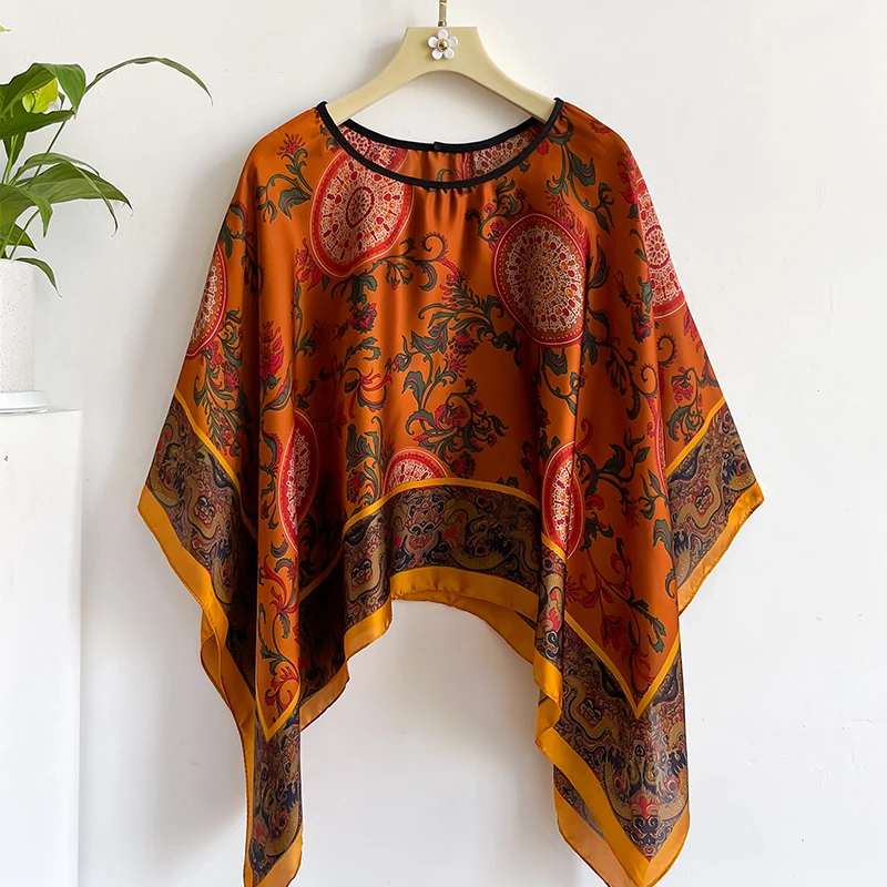 2024 Новый шелковый шарф 110x110 см роскошный брендовый дизайнерский женский модный