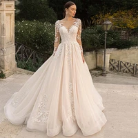 a line tulle v neck hy267 wedding dress for women lace appliques floor length princess illusion bridal gowns vestidos de novia