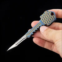 outdoor foldabletitanium alloy keychain utility knife portable mini multi tool small edc slicer box opener creative gift gadgets