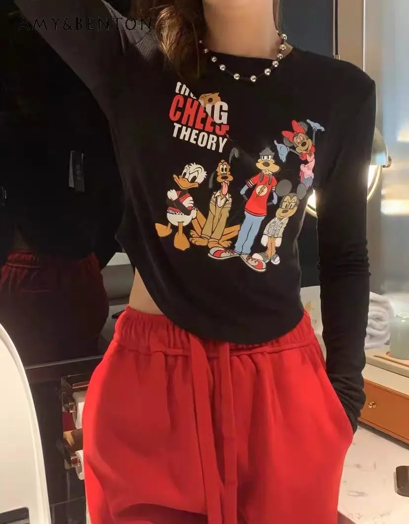 

Женская бархатная рубашка с мультяшным рисунком, мягкая эластичная футболка с короткими рукавами, сохраняющая тепло внутренняя верхняя од...