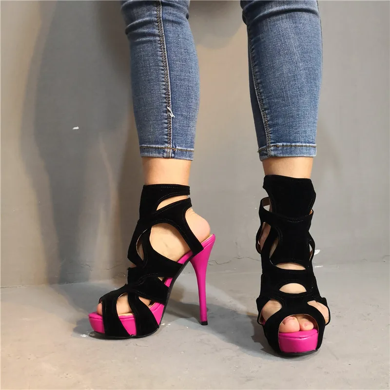 

Сандалии женские на очень высоком каблуке, пикантные модные дизайнерские туфли с вырезами, на платформе-шпильке, брендовая Дизайнерская об...