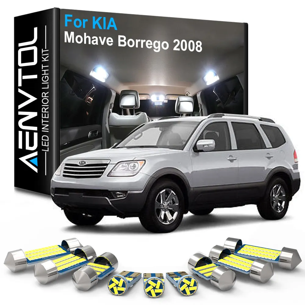 AENVTOL 11pcs Canbus Interior LED Light Kit For 2008 KIA Mohave Borrego Car Accessories Dome Reading Trunk License Plate Lamp