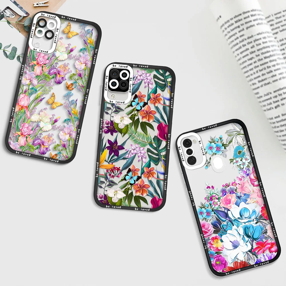 

Colorful Flowers Butterfly Case for Samsung A11 A12 A71 A21S A32 4G A52 A52S A53 5G A72 S22 Plus S22Ultra Shockproof Coque Cover