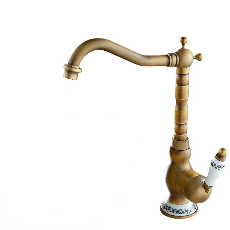 

Bronze Faucet Mixer Faucet Vintage Porcelain Copper Faucet Countertop Mount Bathroom Swivel Sink Faucet Basin Brass Faucet