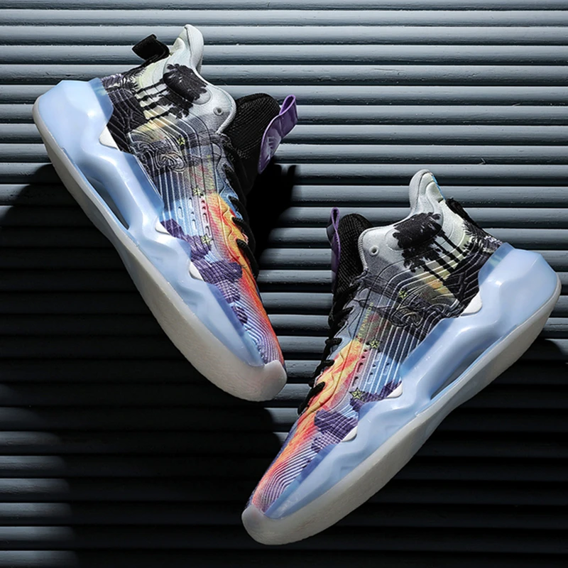 Unisex New High-top Basketball Shoes Men Women Sneakers Male Wear Resistant Air Cushioning Shoes Breathable Outdoor Sport Shoes