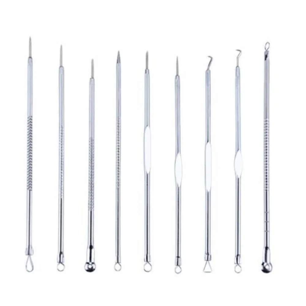 

9Pcs Blackhead Comedone Acne Pimple Blemish Extractor Remover Stainless Steel Needles Remove Tools Face Skin Care Pore Cleaner