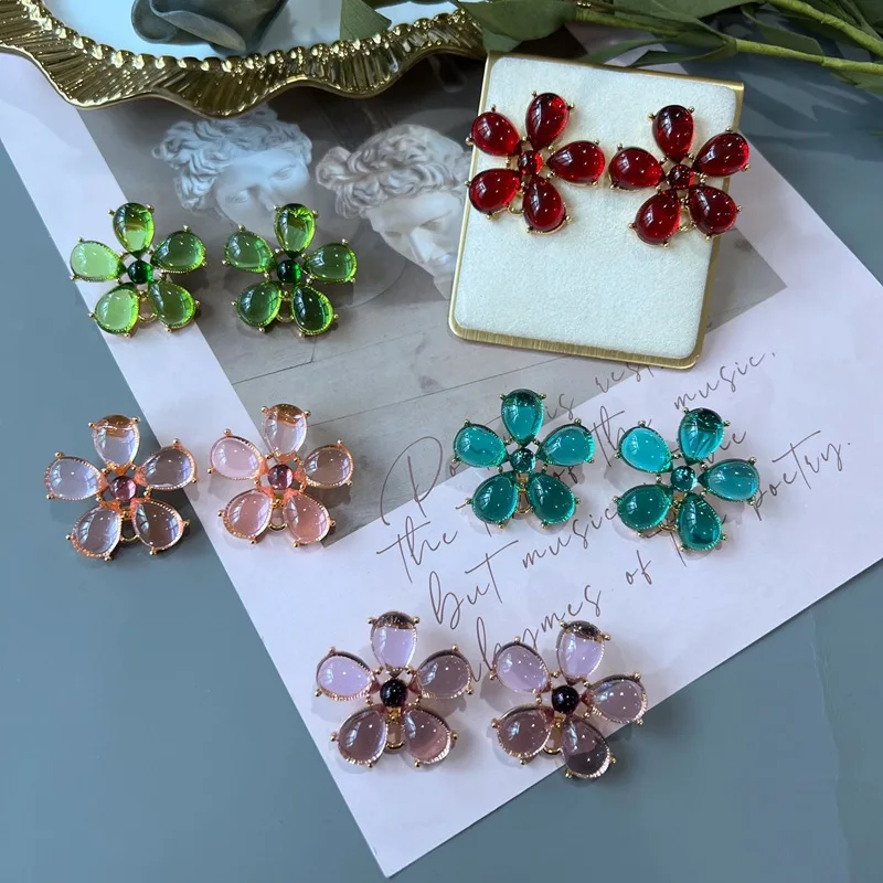 

Vintage jelly beautifully coloured glaze is eardrop plating of gold silver stud earrings ear clip accessories