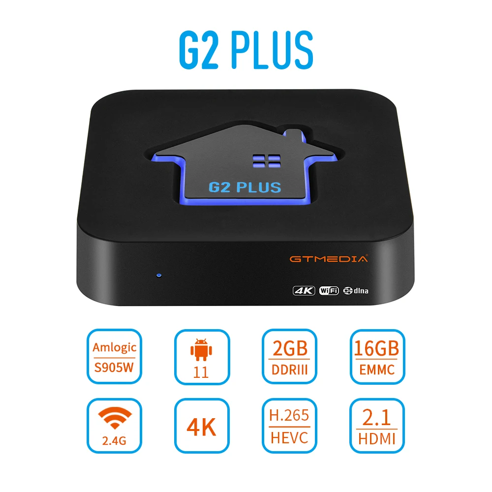 ТВ-приставка GTMEDIA 4K UHD G2 PLUS Android 11 Amlogic 905W 2 ядра + 16 ГБ 4 ГГц Wi-Fi |
