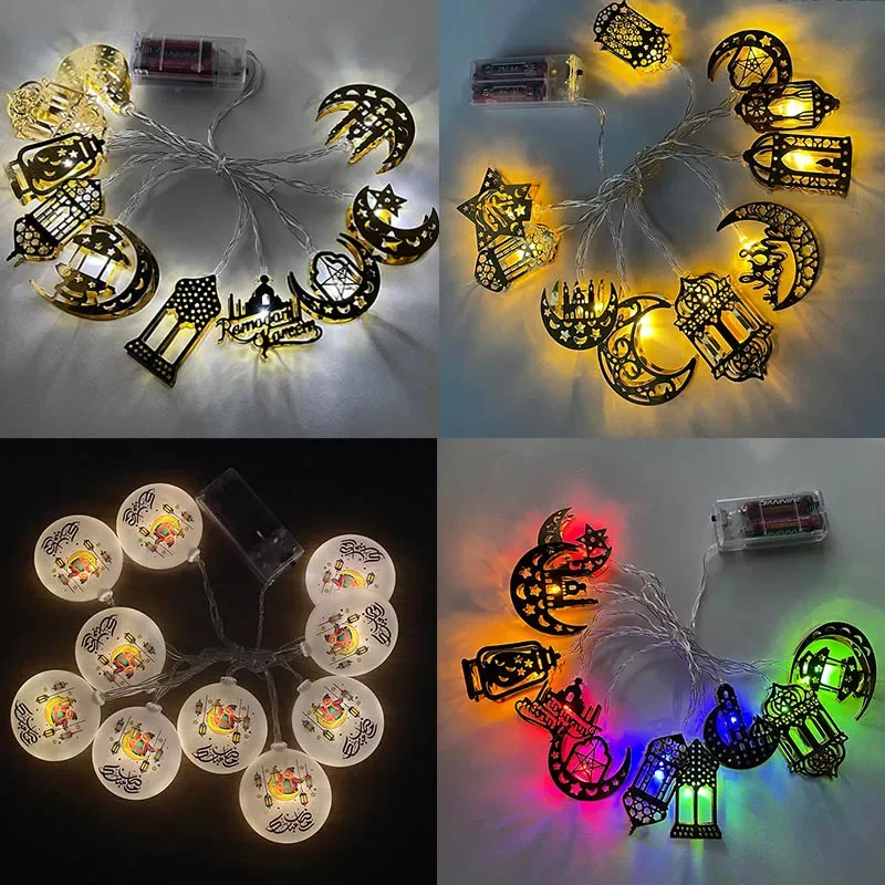 

Ramadan fairy lights battery Led String Moon/Star/Mosque lights Lantern Eid Mubarak Decor For Islam Muslim Event Party Supplies