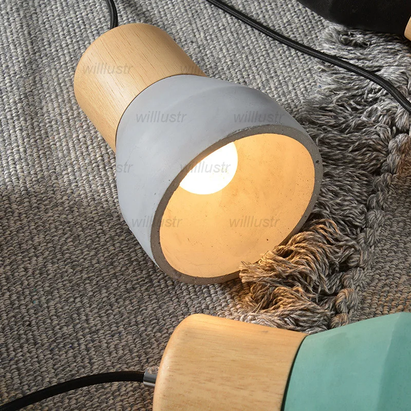 Креативный подвесной светильник из цементного дерева цвет макарон отель бар