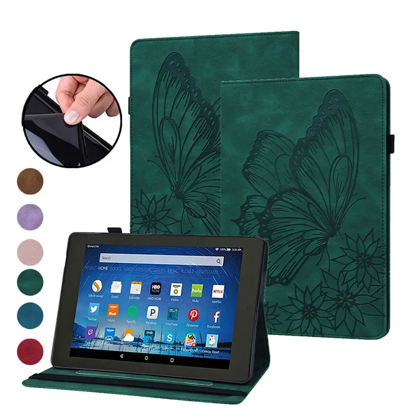 

3D Butterfly Embossed Case For Amazon Fire HD8 HD 8 2022 Cover TPU Shell for Fire HD 8 Plus 2020 Coque Funda Auto-Sleep/Wake
