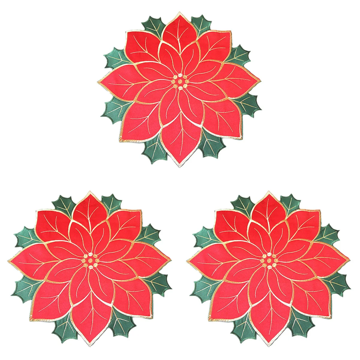 

Table Mat Christmas Placematuse Coasters Holiday Placemats Tableware Dish Mats Restaurant Poinsettia Pad Unique Dining Tabletop