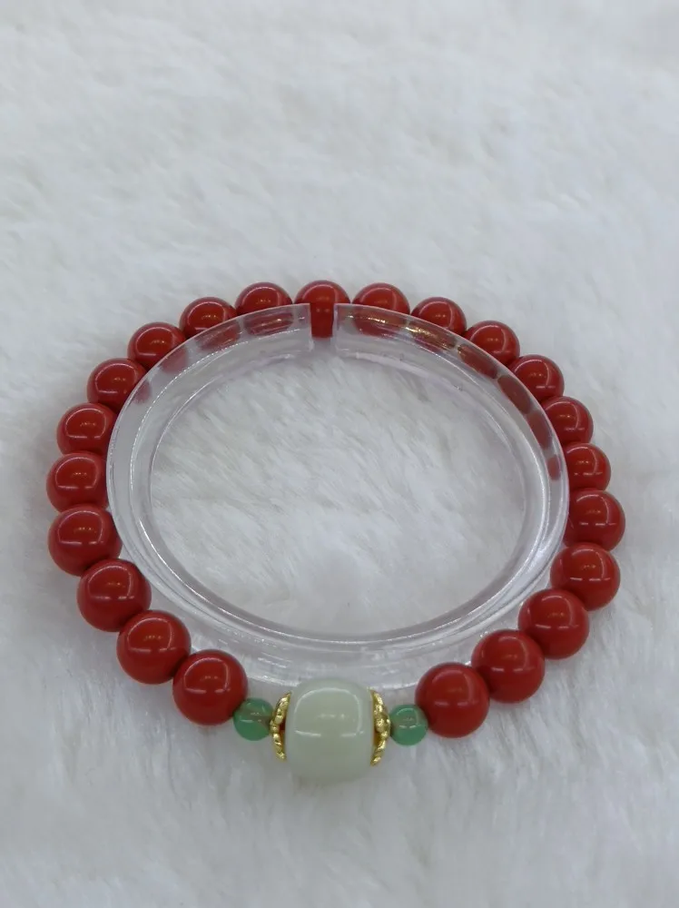 

Original cinnabar and Tian jade fashion personality bracelet bracelet couple gift