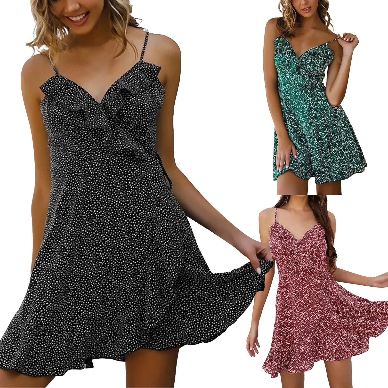 

V Neck Sundress Women S Floral V Neck Spaghetti Strap Button Down Sundress Swing Ruffle Summer Mini Short Dress Oversized Dress