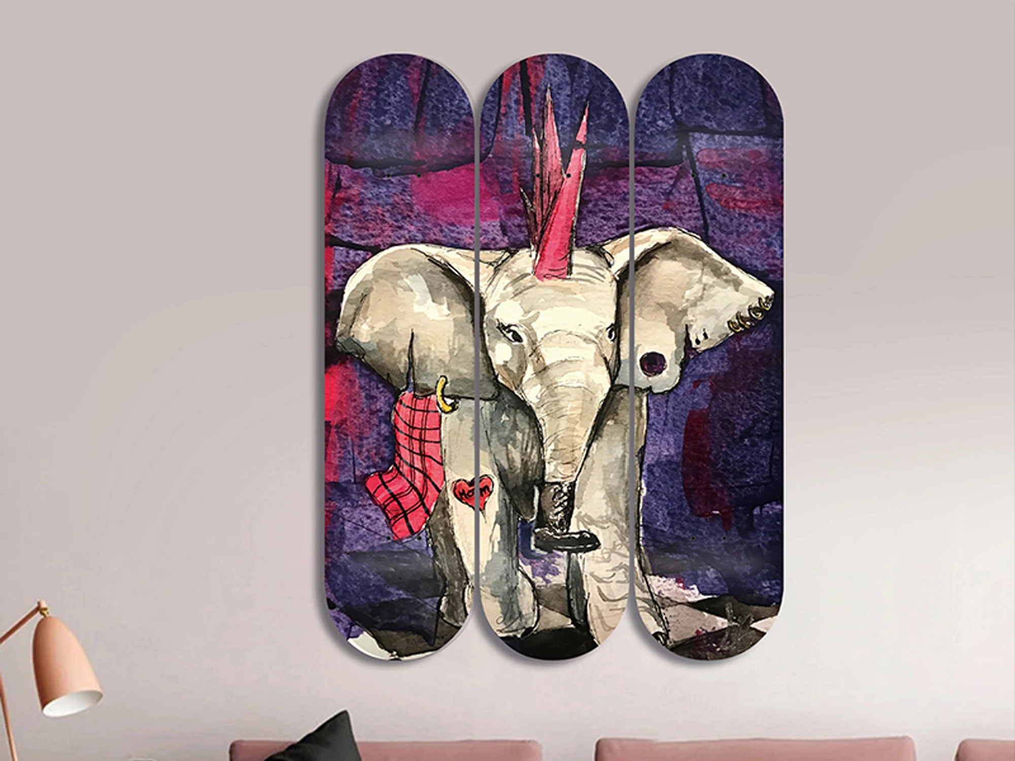 Набор из 3 шт. декоративные животные настенное искусство для скейтборда 7-слойное