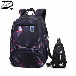Комплект из рюкзака и пенала Fengdong, большой спортивный водонепроницаемый комплект из рюкзака, сумки и пенала для мальчиков, школьные ранцы для мальчиков
