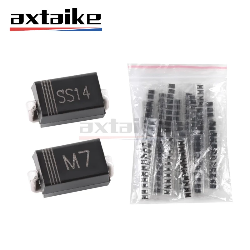 

200PCS 20Value Diode Kit M1 M4 M7 SS14 SS16 SS24 SS26 SS34 SS36 SS110 SS210 SS220 SS310 SS510 RS1D RS1M US1M ES1J ES1M RS2M SMA