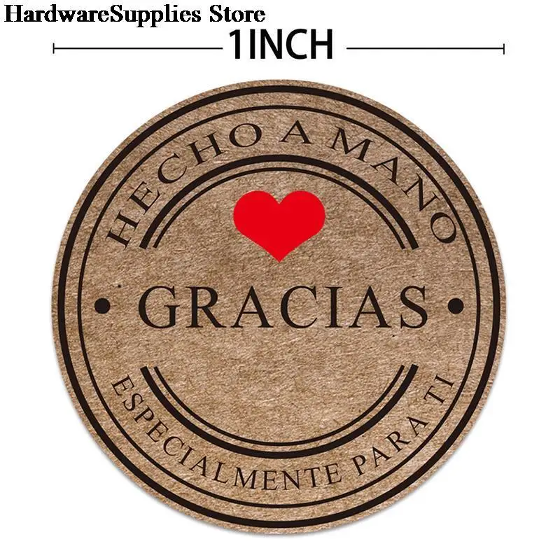 

500Pcs/roll Kraft Gracias Spanish Thank You labels Stickers Handmade Scrapbooking Sticker Package Envelope Seal Label