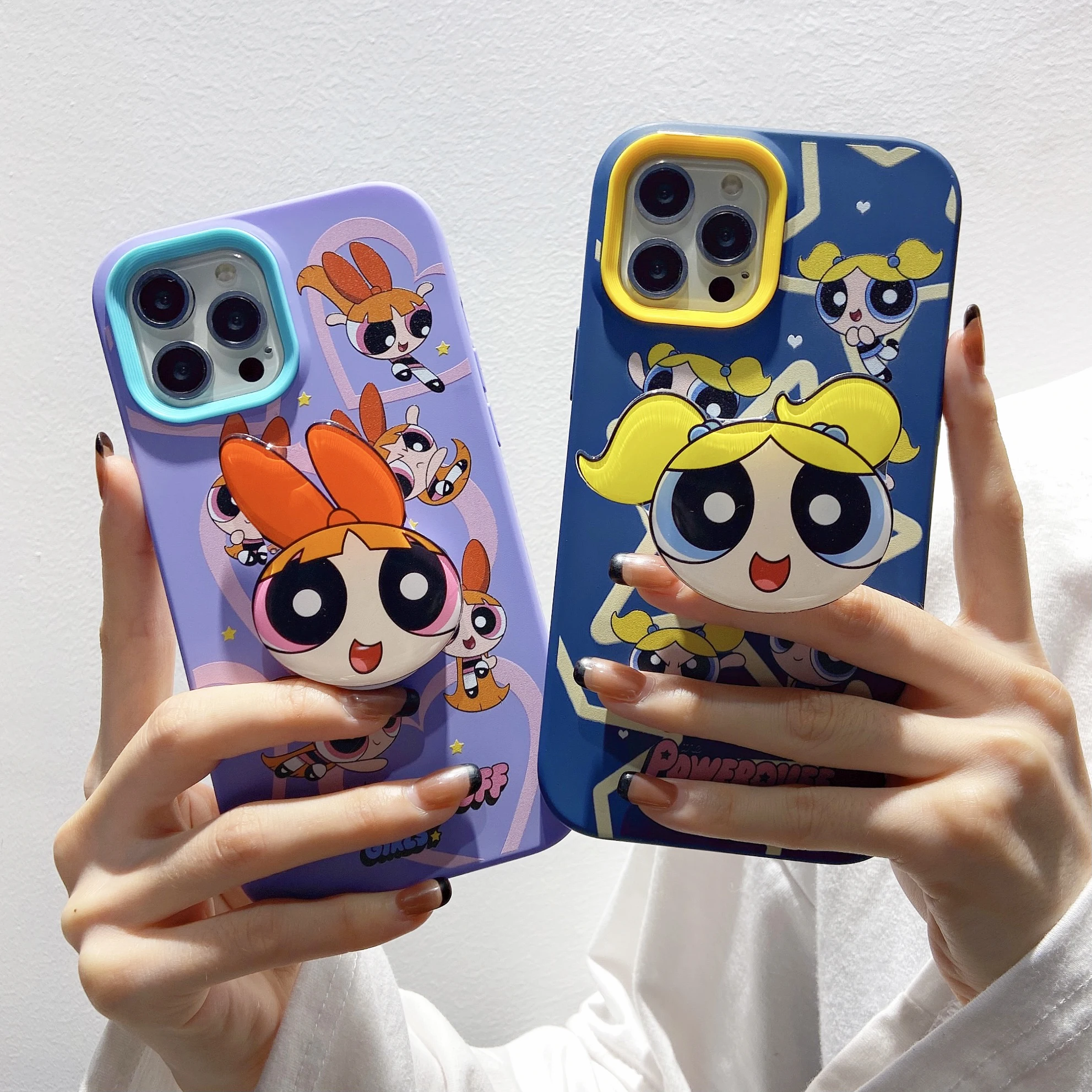 

Cartoon girl with stand Phone Cases For iPhone 13 12 11 Pro Max Mini XR XS MAX 8 X 7 SE 2020 Back Cover
