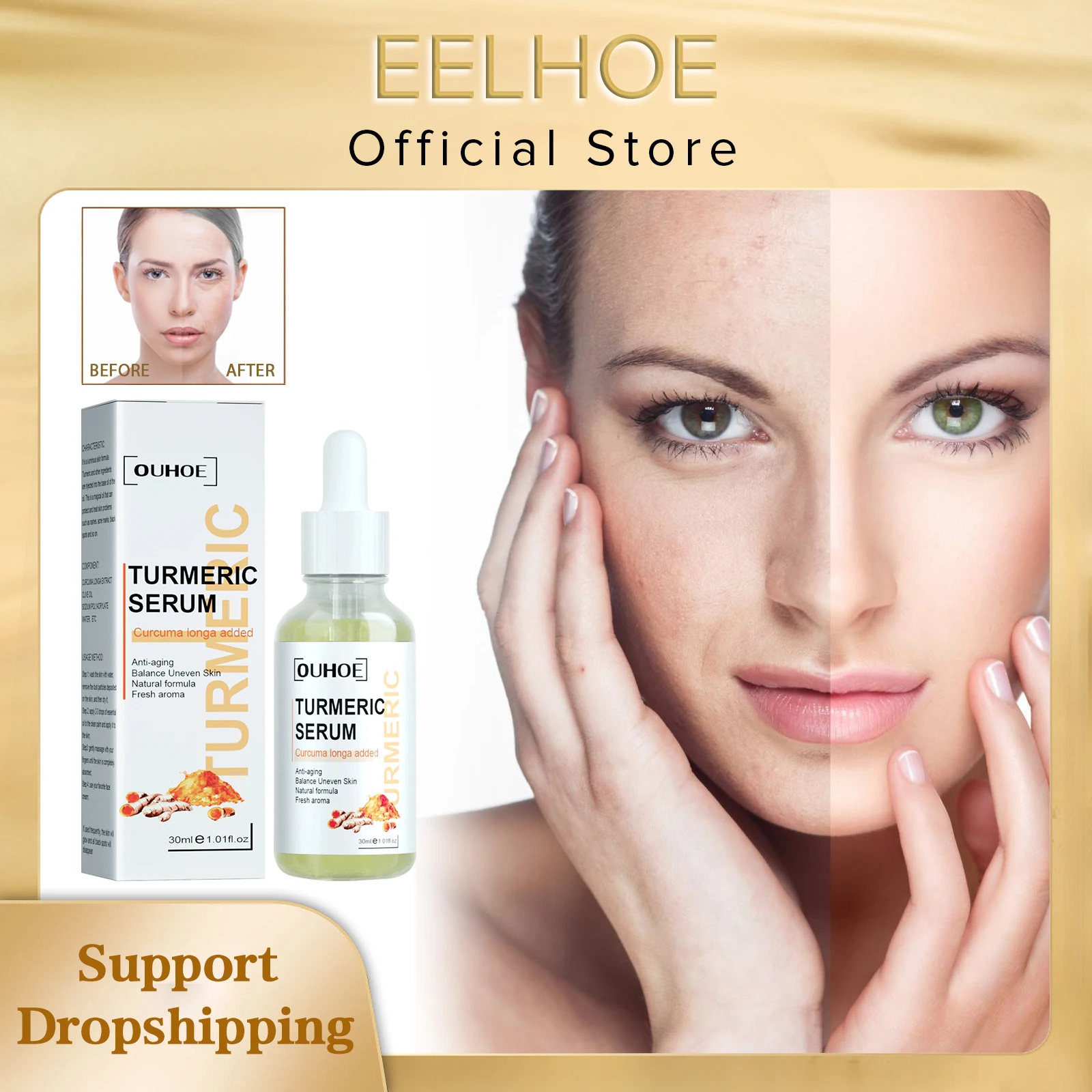 

Turmeric Facial Serum Blemish Acne and Dark Spots Corrector Essence Original Freckle Whitening Wrinkle Remover Anti Aging Serum