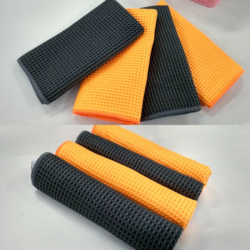 40x40cm Microfiber Car Wash Towel Window Care Polishing Waffle Woven Cloth Towel Cleaning Wash Kitchen Cleaning Cloth