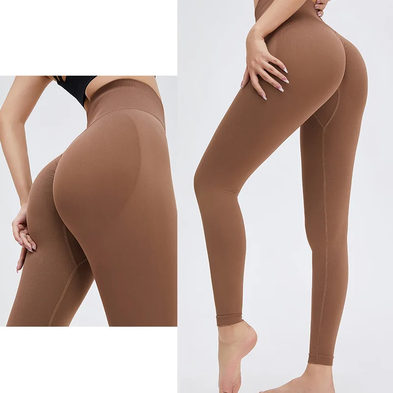 

High Elastic Nude Seamless Yoga Pants Women's High Waist Peach Hip Lift Fitness Casual Outer Wear Sports Gym Leggings Running