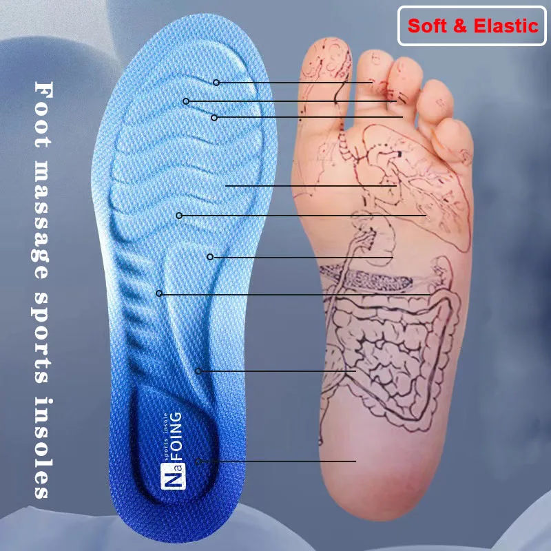 PU 4D Foot Acupressure Insole Men Women Soft Breathable Sports Cushion Inserts Sweat-absorbing Deodorant Insole Shoe Pads