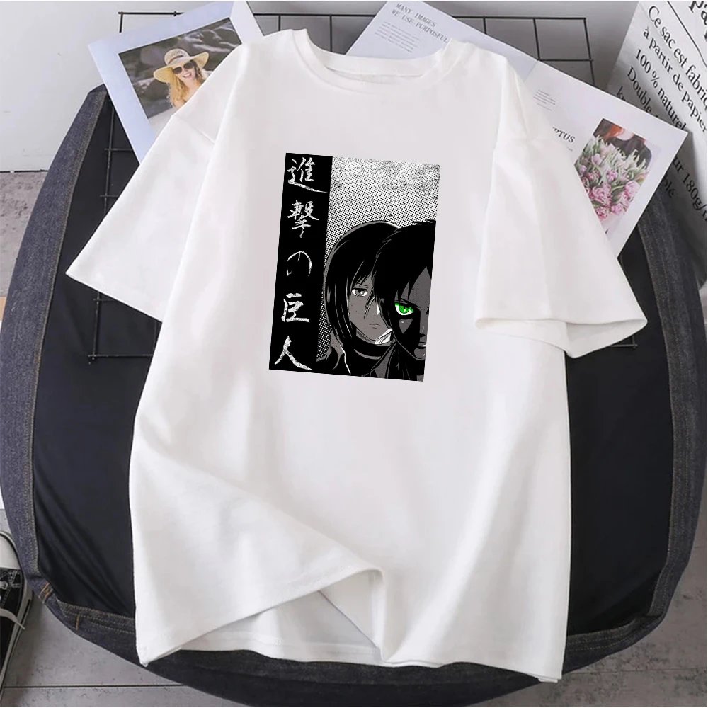 

Cartoon Attack On Titan Tshirts Male Anime Funny Manga Tee Shirt Cotton Casual T Shirts Streetwear Hip Hop Men/Women T-Shirts