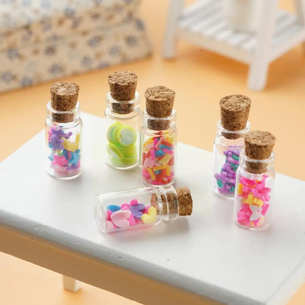 

1/6 1/12 Scale Mini Glass Candy Jar Mini Candy Food Simulation Miniature House Food For Barbies Kitchen Toy 20bott P8b7