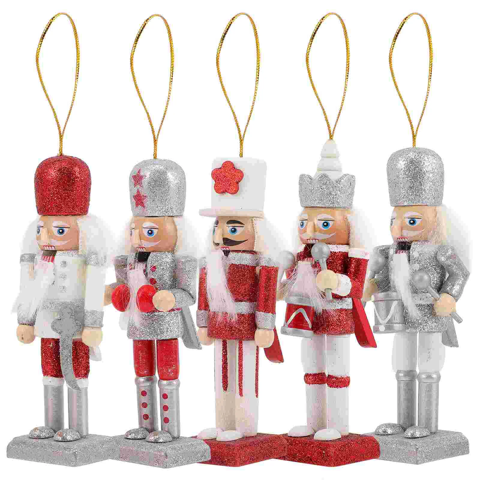 

5 Pcs Nutcracker Wood Crafts Puppet Nutcrackers Number Pendant Xmas Decor Table Christmas Wooden Ornament Giant 150cm