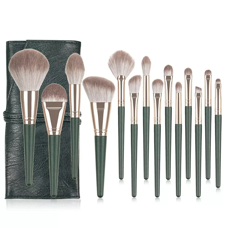 

2023 Brushes 14pcs Foundation Powder Blush Eyeshadow Concealer Lip Eye Make Up Brush With Bag Cosmetics Beauty Tool
