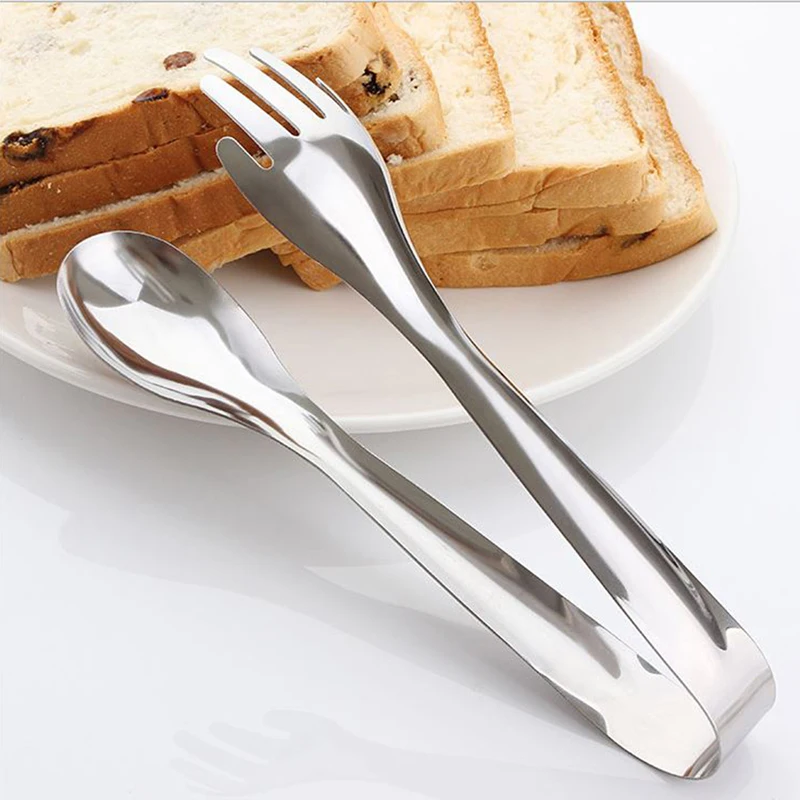 

stainless steel food clip spoon fork tongs salad clip party pastry buffet pliers kitchen accessories salad servers Tongs