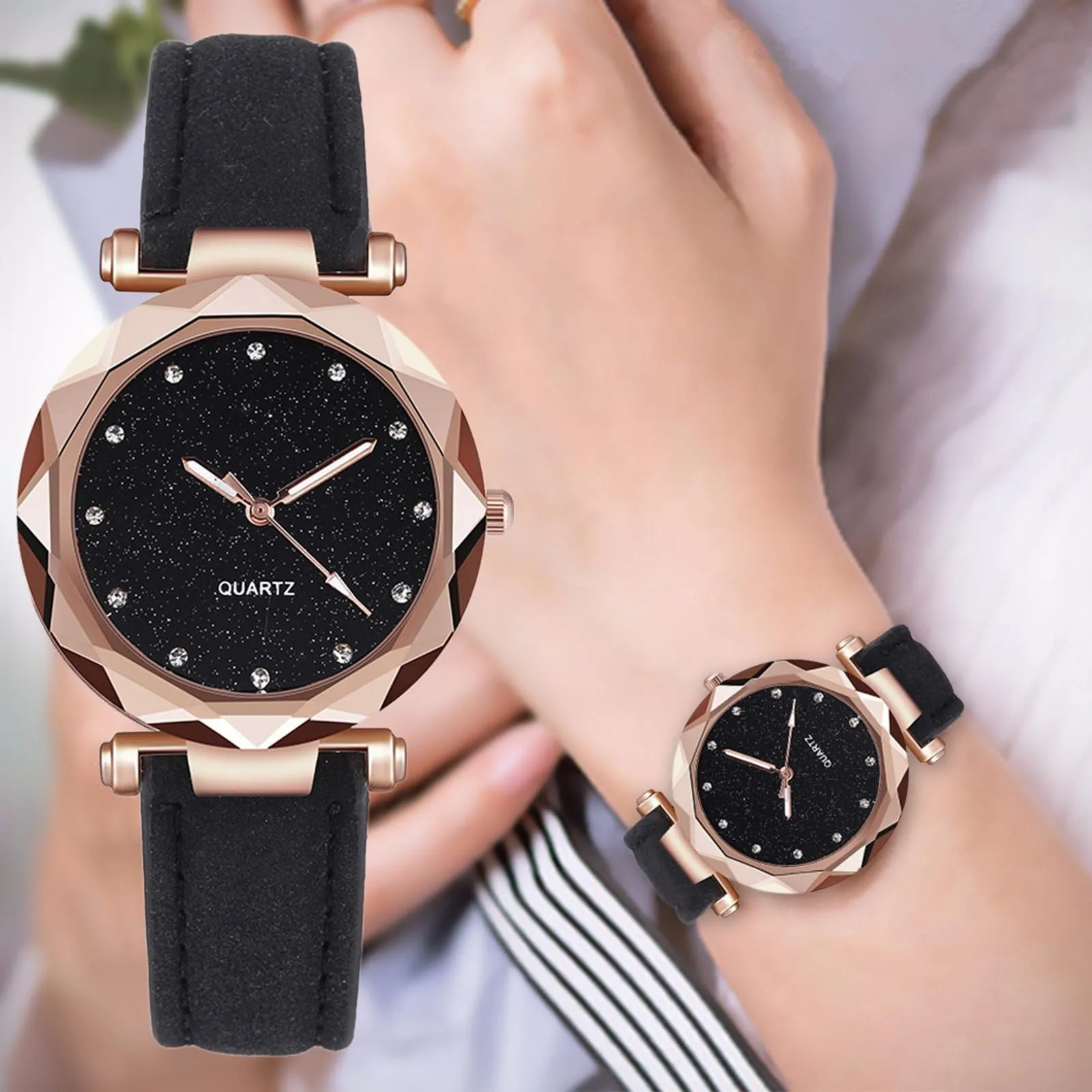 

Women Watch Fashion Stars Luminous Charming Little Point Frosted Belt Watch Dotted with Roman Scale Luxury Women Casual 2022