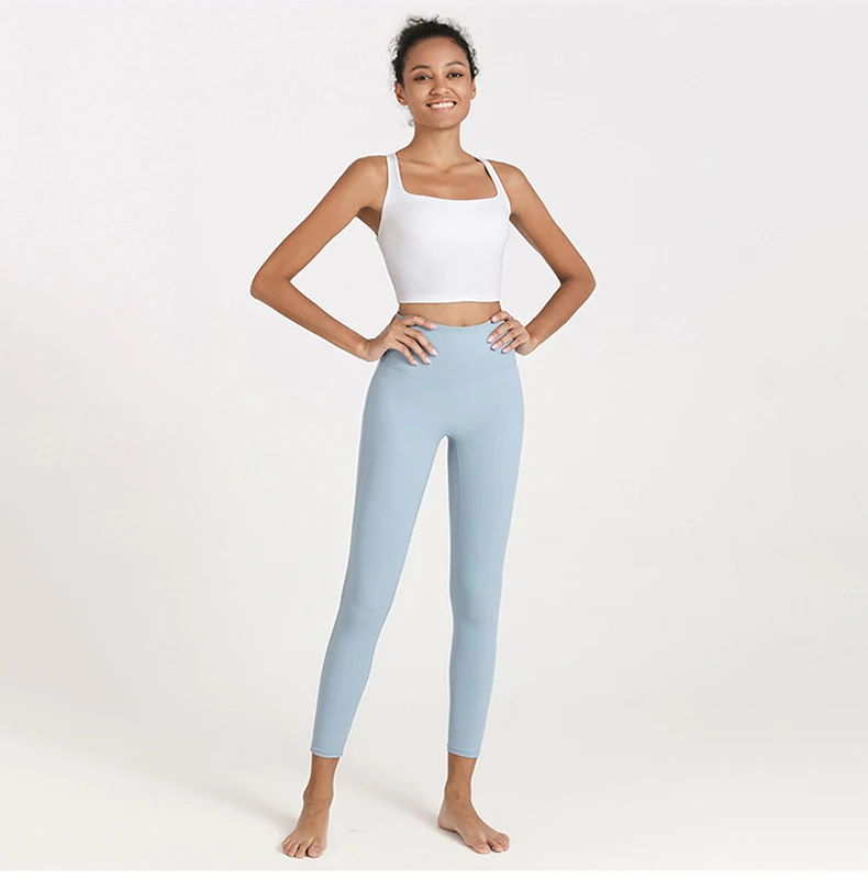 New 11 Colors With Logo Ladies Elastic Seamless Wide Leg Tight High Waist Yoga Pants Breathable Soft Fitness Sports Leggings