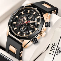 2022 lige new fashion mens watches top brand luxury silicone sport watch men quartz date clock waterproof wristwatch chronograph