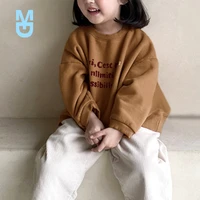 new korean style sweater winter clothing simple leisure small english letters pullover boys and girls plush velvet shirts