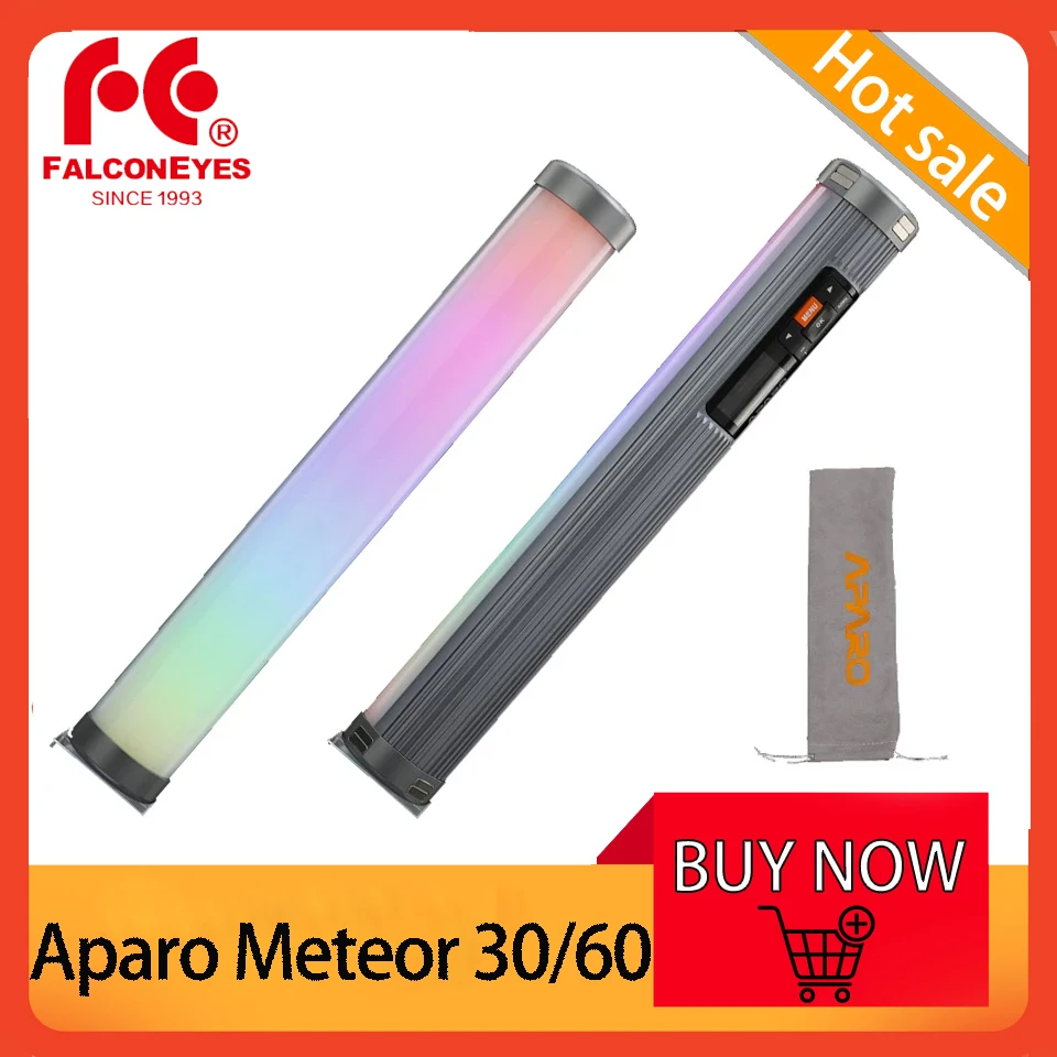 Falcon Eyes Aparo Meteor 30 Meteor 60 Stick Neon LED Tube RGB Light for Studio Camera Photography with 2000K-20000K CRI 96