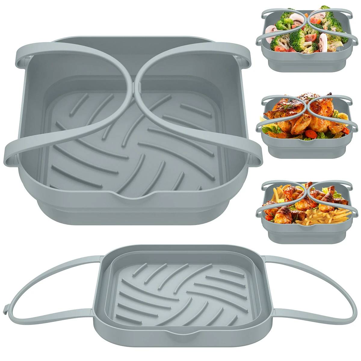 

2 шт., многоразовые силиконовые поддоны для фритюрницы с ручкой