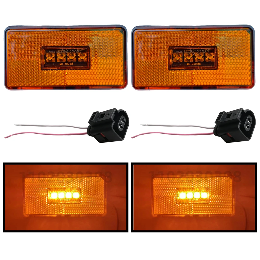 

2 шт., 4 светодиода, боковые габаритные огни для Scania 5 6 Series P R Cabs G T S Series, аксессуары для грузовиков, боковой свет с 2-контактным разъемом 2052119