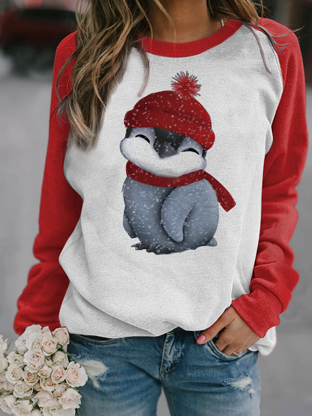 

Autumn/Winter Ladies 3D Printed Pullover Cute Animal Pattern Round Neck Sweater Street City Ladies loose Sweatshirt