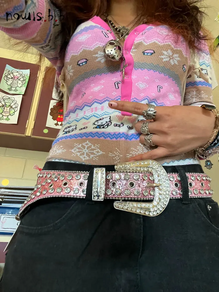 

Новинка, женский ремень в стиле панк-рок, украшенный стразами, Y2K, Модный Роскошный пояс для мужчин