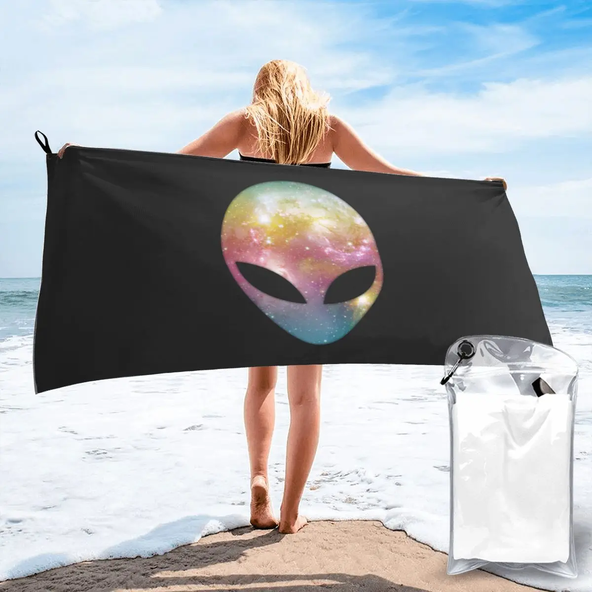 

Space Alien Poly Cotton Towel Beach Towel XL Sauna Towel Outdoor Travel Portable Quick drying Super Absorbent the leisure fluffy