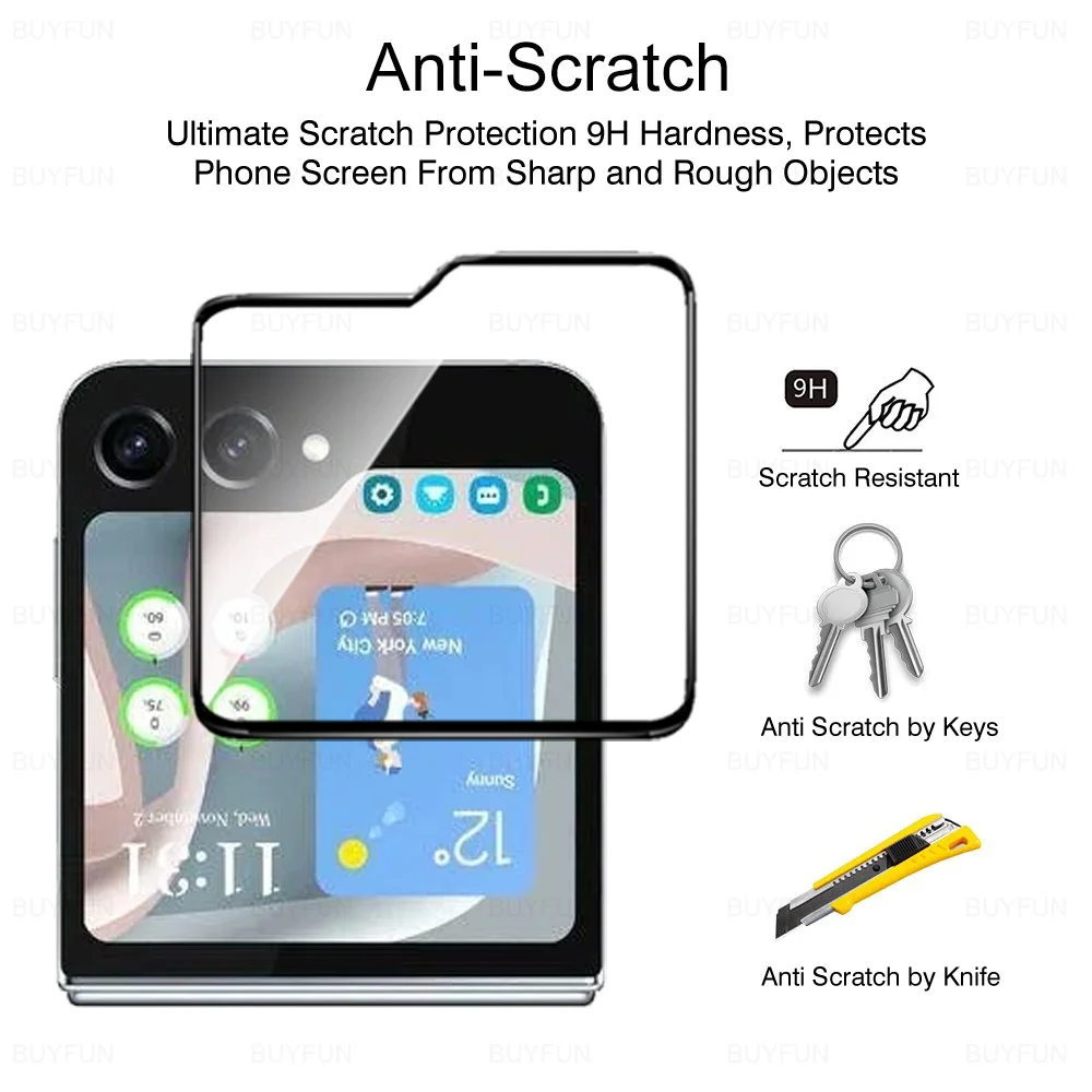 Защитное стекло закаленное с черными краями для Samsung Galaxy Z Flip6