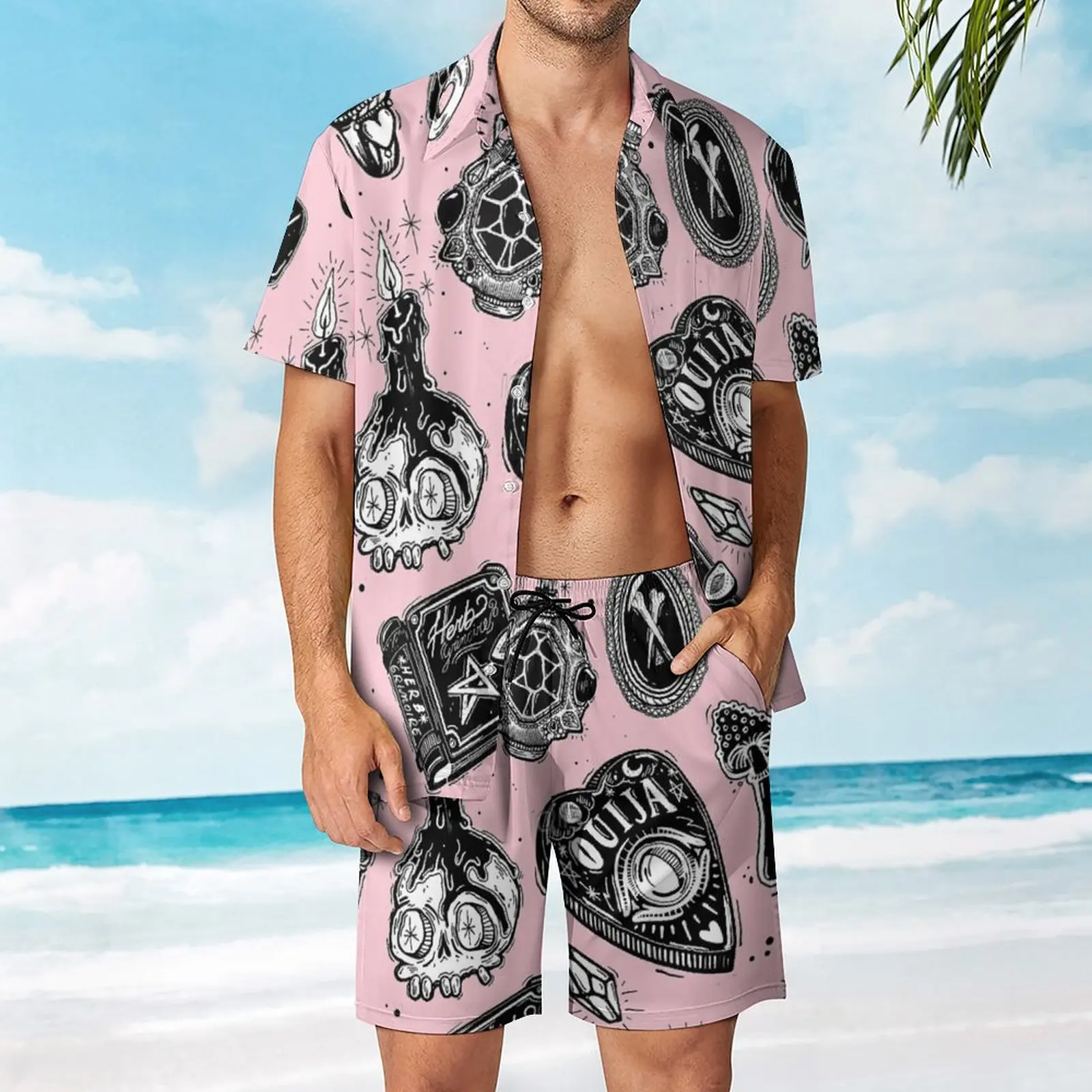 

Witchy Men's Beach Suit Funny 2 Pieces Pantdress top Quality Swimming USA Size