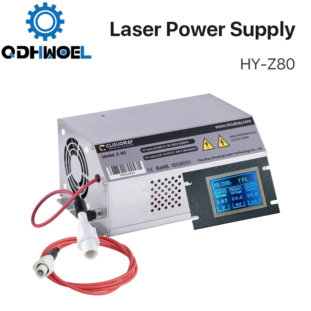 

80-100W CO2 Laser Power Supply Monitor AC90-250V EFR Tube for CO2 Laser Engraving Cutting Machine HY-Z80 Z Series